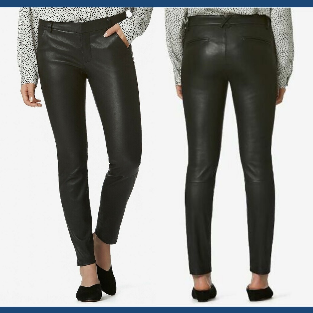 NWT‎ $398 Avec Les Filles Skinny Leather Trousers Pants in Black [SZ 8 ]